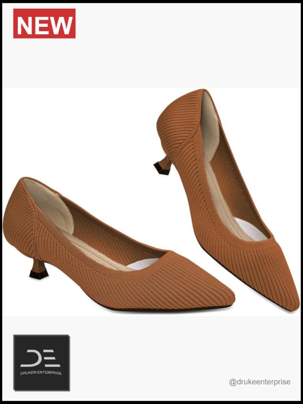 Kitten Heels Pumps Comfortable Knit Closed Toe Slip On Dress Shoes for Work